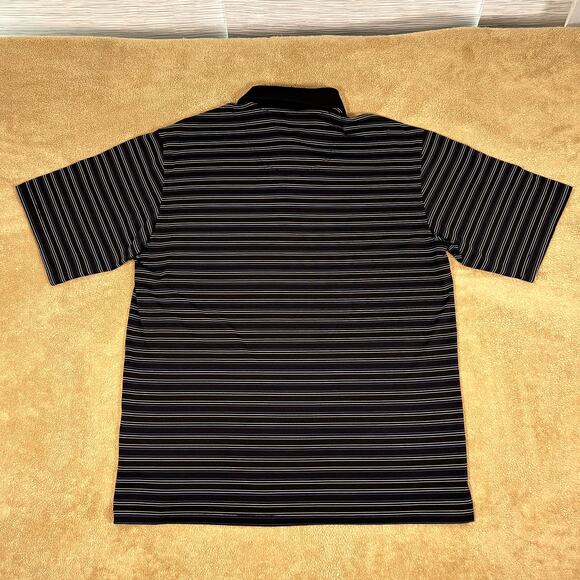 Pebble Beach Golf Mens Performance Black Striped Short Sleeve Polo Shirt Size L - Picture 5 of 7